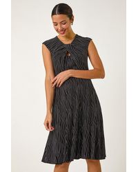 Roman - Spot Print Twist Stretch Midi Dress - Lyst