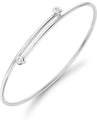 Jewelco London - 18ct White Gold Diamond Twin Donut Crossover Bangle 1.5mm 5pts - Bgnr02077 - Lyst