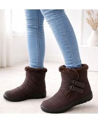 Absolute Footwear - Easy Slip On Double Touch & Close Faux Fur Ankle Winter Boots - Lyst
