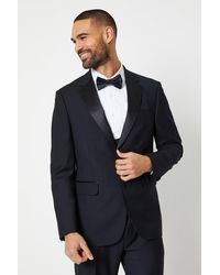 Burton - Tailored Fit Black Tuxedo Suit Jacket - Lyst