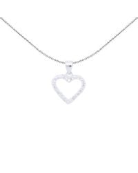 Jewelco London - Round Cz Open Love Heart Charm Pendant - Lyst