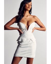 MissPap - Premium Satin Plunge Corset Dress - Lyst