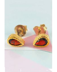 Otis Jaxon London - Garnet Teardrop Sterling January Birthstone Stud Earrings - Lyst