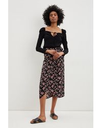 Dorothy Perkins - Tall Black Floral Wrap Over Skirt - Lyst