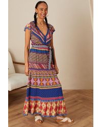Monsoon - Colourful Multi Print Belted Dress - Lyst