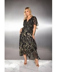 Yours - Metallic Ruffle Wrap Dress - Lyst