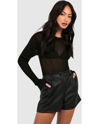 Boohoo - Faux Leather Look High Waisted Short - Lyst