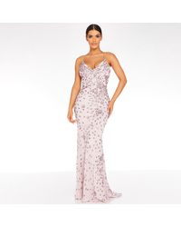 quiz champagne sequin split maxi dress