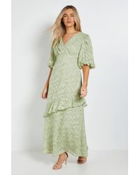 Dorothy Perkins - Petite Dp Luxe Wrap Front Puff Sleeve Ruffle Maxi Dress - Lyst