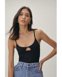 Nasty Gal - Scoop Neck Strappy Double Layer Bodysuit - Lyst