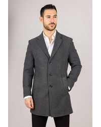 Infinity Leather - Notched Lapel Collar Wool Blend Overcoat - Lyst
