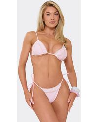 EGO - Triangle Tie Lace Trim Floral Bikini Set - Lyst