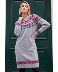 Roman - Soft Knit Fairisle Jumper Dress - Lyst
