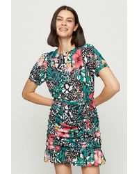 Dorothy Perkins - Tropical Ruched Short Sleeve Mini Dress - Lyst