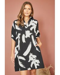 Yumi' - Black Abstract Print Tunic With Pockets - Lyst
