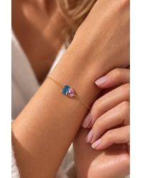 Lovii - 14K Plated December Aquamarine Birthstone Lucky Bracelet - Lyst