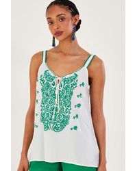 Monsoon - Embroidered Cami Top Green - Lyst