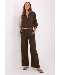 Love Lace - Boho High Waist Wide Leg Linen Viscose Trousers - Lyst