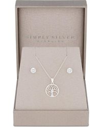 Simply Silver - Sterling Silver 925 Cubic Zirconia Tree Of Love Jewellery Set - Gift Boxed - Lyst