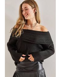 Bianco Lucci - Off Shoulder Ribbed Knit Sweater - Lyst