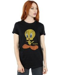 Looney Tunes - Tweety Pie Distressed Cotton Boyfriend T-Shirt - Lyst