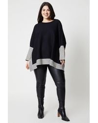 Wallis - Curve Oversized Poncho Jumper With Contrast Stripe - Lyst