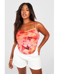 Boohoo - Plus Floral Strappy Ruched Corset Top - Lyst