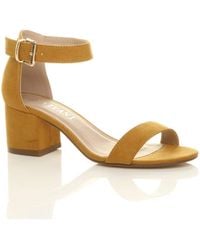 AJVANI - Mid Block Heel Ankle Strap Sandals - Lyst