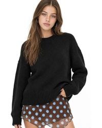 MixRay - Oversized Ribbed Knit Sweater With Crew Neck - Lyst