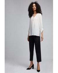 Dorothy Perkins - Ivory Button Roll Sleeve Top - Lyst