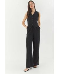Bianco Lucci - V-Neck Vest & Wide Leg Pants Two-Piece Coord Set - Lyst
