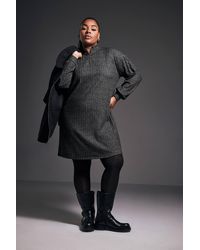 Yours - Quarter Zip Knitted Jumper Dress - Lyst