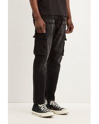 Burton - Loose Tapered Fit Washed Grey Cargo Jeans - Lyst