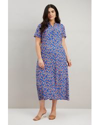 Wallis - Curve Blue Floral Shirt Dress - Lyst