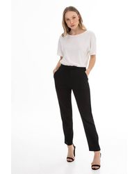 Love Lace - Elegant High Waist Linen Trousers With Pleats - Lyst