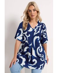 Yours - Abstract Textured Pleat Front Top - Lyst