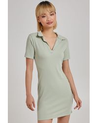 Pink Vanilla - Short Sleeve Collar Neck Rib Mini Dress - Lyst