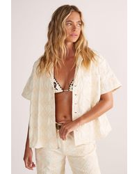 Nasty Gal - Embroidered Flower Short Sleeve Denim Shirt - Lyst