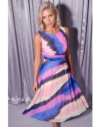 Roman - Petite Tie Dye Gathered Midi Dress - Lyst