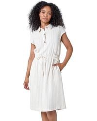 Roman - Petite Stripe Linen Shirt Dress - Lyst