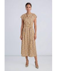 PRINCIPLES - Petite Cowl Neck Fit & Flare Midi Dress - Lyst