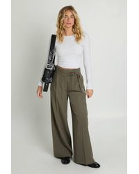 Nasty Gal - Pinstripe High Waisted Tie Detail Trousers - Lyst