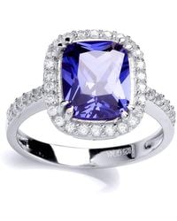 Jewelco London - Emerald Cz Halo Solitaire Engagement Ring - Lyst