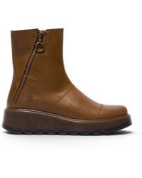 Infinity Leather - Fly London Leather Zip-Up Platform Ankle Boots - Lyst