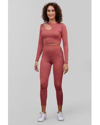 Enorsia - Ribbed Crop Top & High Waist Leggings Set - Lyst