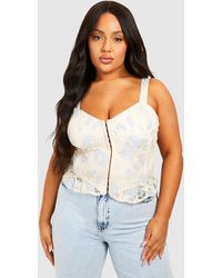 Boohoo - Plus Contrast Lace Hook And Eye Corset Top - Lyst