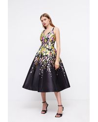 Coast - Placement Print V Neck Panelled Full Skirt Midi Dress - Lyst