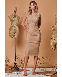 Jolie Moi - Metallic Sparkly Ruched Bodycon Dress - Lyst