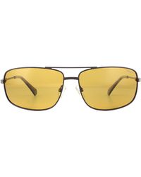 Polaroid - Rectangle Matte Brown Yellow Polarized Sunglasses - Lyst