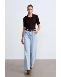 Dilvin - High Waist Wide Leg Cotton Denim Jeans - Lyst